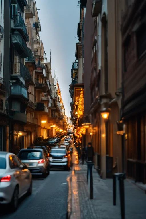 Time melting like liquid clocks in a modern city, Salvador Dalí-inspired