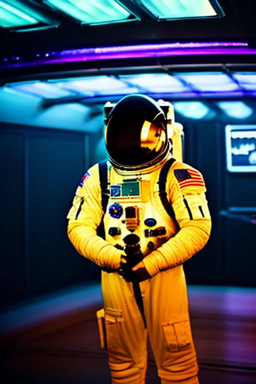 A futuristic astronaut floating through a neon galaxy, vaporwave aesthetic
