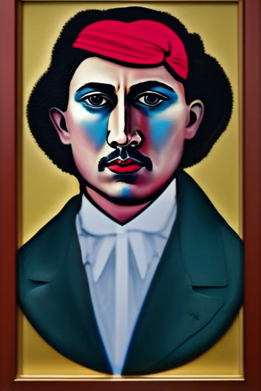 A surreal portrait with Picasso-inspired abstract face distortion